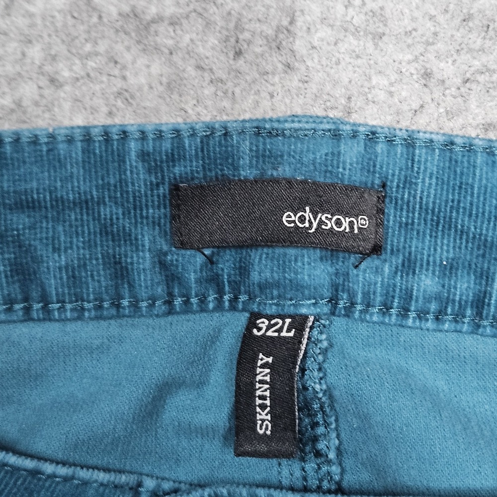 Edyson Hampton Skinny Jeans Womens 32 Long Teal Blue Corduroy Stretch 32x32 - Picture 3 of 12
